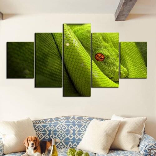 Turquoise snake 5 panel template painting picture wallpaper used for family living room room decoration