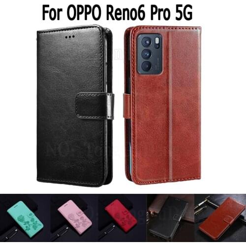 Case For OPPO Reno 6 Pro 5G Cover Etui Flip Wallet Stand Leather Book Funda On OPPO PEPM00 Reno6 Case Magnetic Card Phone Shell