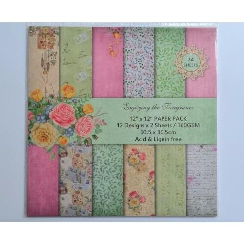 DIY Album Photo Scrapbooking set Flower Decorative Papers Craft paper 12"inch X 12" inch Single Side Printed 24 pcs/Set