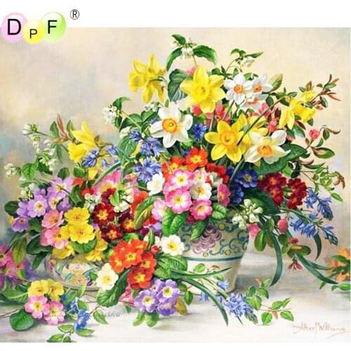 DPF DIY Magic Cube Cross Stitch art crafts colorful flowers vase Diamond Embroidery 5D full Round Diamond Painting Mosaic Decor