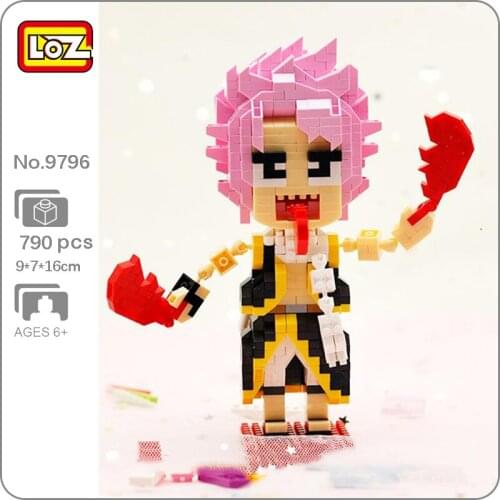 LOZ 9796 Cartoon Fire Warrior Pink Hair Boy 3D Model 790pcs DIY Mini Diamond Blocks Bricks Building Toy for Children no Box