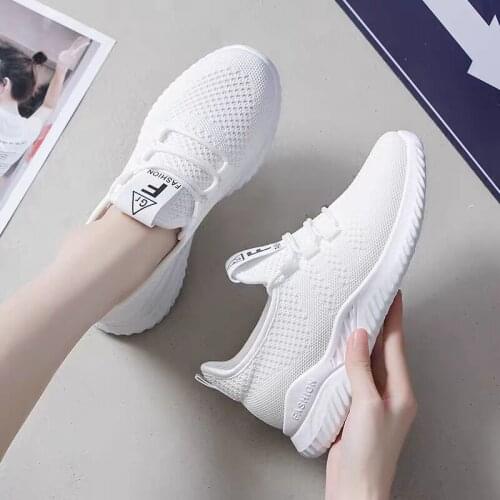 Mesh Sports Sneakers Female Flat Shoes 2021 Spring Summer New Womens Shoes Breathable Fashion Running White Shoe Calzado Mujer