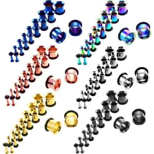 MODRSA 18pcs/lot Stainless Steel Ear Taper Gauges Flesh Ear Plugs and Tunnels Earring Piercing Stretching Kit Body Jewelry