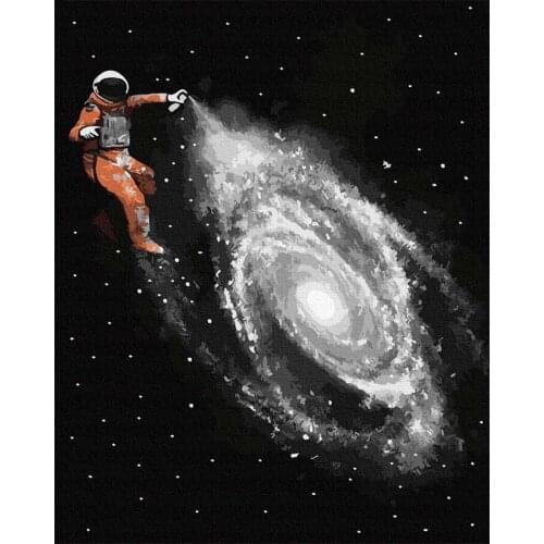 Painting by numbers kit for adult Paint by Number Astronaut Space Canvas Wall Art Handpainted For Home Decor