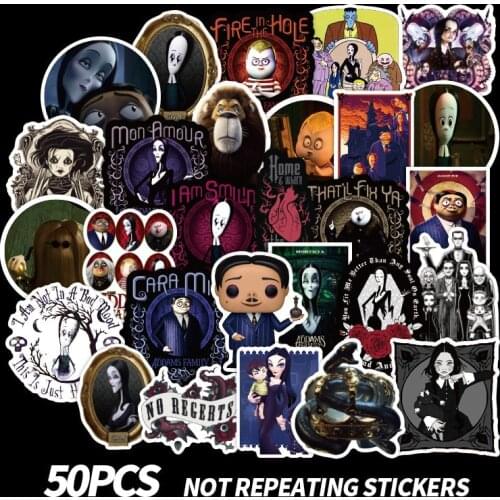 10/50PCS Addams-Family Stickers Car Motorcycle Travel Luggage Phone Guitar Skateboard Kid Cool Sticker Toy Decal