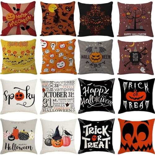 Halloween Pillowcases Cushion Cover Trick Or Treat Pumpkin Ghost Throw Pillow Cover Living Room Sofa Home Decorative Pillow Case