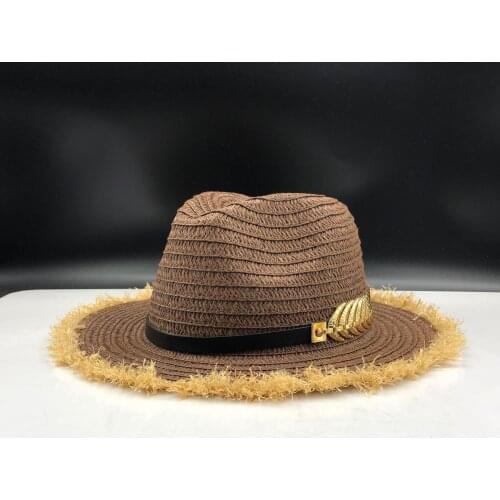 New Fedora Straw Hat For Women Elegant Wide Brim Raffia Straw Hat Vintage Panama Church Party Travel Beach Lady Sun Straw Cap