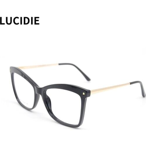LUCIDIE 2021 New Oversized Square Clear Lens Glasses Frames Women Vintage Transparent Eyeglasses Frame Female Optical Spectacles