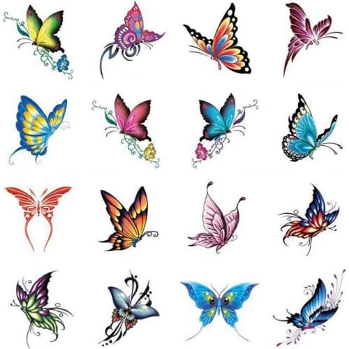 Wholesale Disposable Colorful butterfly body tattoo transfer printing temporary Arm Leg Art tatuajes 100packs/lot free shipping