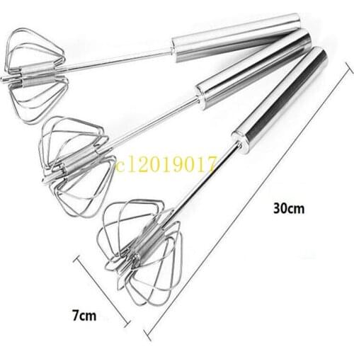 Durable Mini Manual Self Turning Stainless Steel Push Hand Whisk Stirrer Turbo Miracle Mixer Foamer Rotate Blender #234