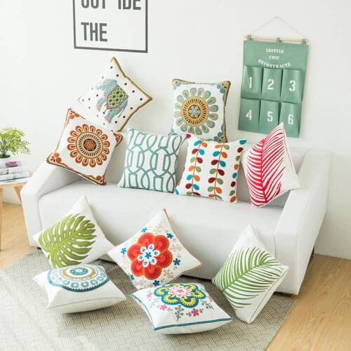 Simple Nordic Vintage Embroidery Pillow case Cushion Cover Ethnic National Handmade Flower Embroidered Boho Home decor