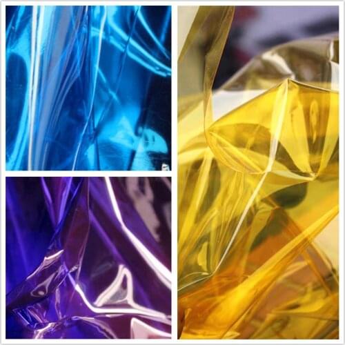 0.2mm Transparent TPU Fabric Liquid Plastic Film Waterproof DIY Raincoat Crystal Bags Stage Decor Clothing Designer Fabric
