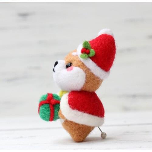 Christmas Doll Wool Felt Craft DIY Non Finished Poked Set Handcraft Kit For Needle Material Bag Pack E56C