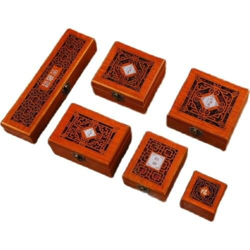 1pcs Retro Jewelry Box Storage Organizer Engagement Wedding Ring Necklace Bracelet Pendant Ornaments Wooden Gift Box Decoration