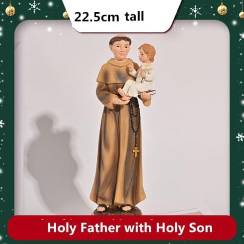 Holy Father with Holy Son Statue Sculpture Holy Anthony Statue Child Resin Crafts Christmas Sculptures Figurines Ornaments