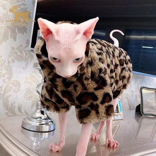 Sphynx Cats Clothes，Hairless Cats Leopard Thick Camel Lamb Wool Sweater for Autumn Winter For Sphinx Fairless Cat
