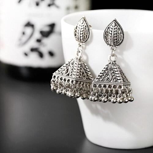 Thailand Bohemian Style Vintage Alloy Silver Color Birdcage Pendant Earrings Alloy Bead Tassel Earrings 2020 Indian Gypsy Jewelr