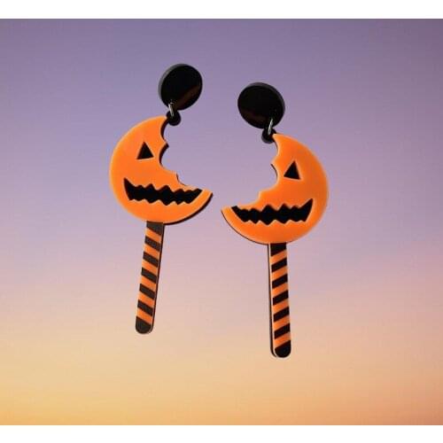 Halloween Gothic Pumpkin Lollipop Candy Earrings for Women Acrylic Cool Drop Statement Earrings Fashion Jewelry Party Gifts New