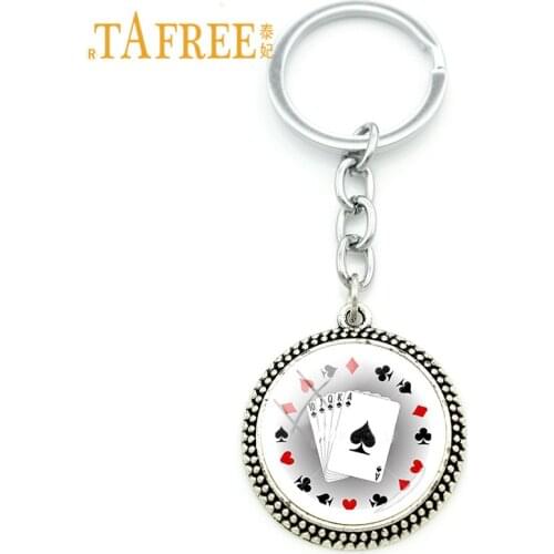 TAFREE Fashion Poker Card Key Chain Club Personality Poker Keychains Key Rings Keyrings Best Gift Car Key Charm Wholesale PO15