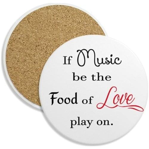Shakespeare Music be the Food of Love Ceramic Coaster Cup Mug Holder Absorbent Stone for Drinks 2pcs Gift