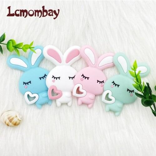 5/10pcs Animal Rabbit Baby Teether Rodent Beads DIY Silicone Teething Toy Nursing Gift Accessories
