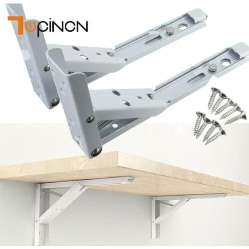 8/12/14 Inch 2Pcs Triangular Folding Bracket Shelf Organizer Metal Release Catch Support Bench Table Folding Shelf Bracket