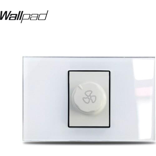 US Fan On Off Wall Switch Wallpad L3 Tempered White Glass Panel 118*75mm AU IT IL Fan Speed Control Rotary Switch Best Sellers