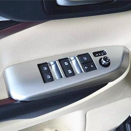 Bbincar ABS Chrome Door Armrest Window Switch Button Cover Panel Bezel Cover Trim For 2014 2015 Toyota Highlander Kluger XU50