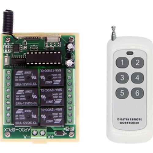 DC 12V 24V 6CH 6 CH Small Channel Wireless Remote Control Controller Radio Switch Transmitter Receiver 433 MHz