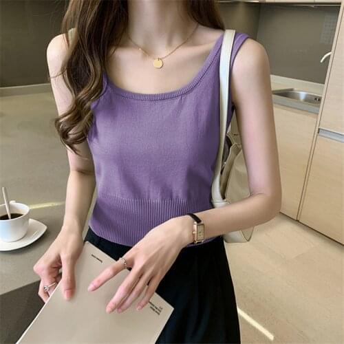 Women New 2021 Slim Knitting O-Neck Simple Camisole Tops Female Tank Top Sleeveless Solid T-shirts For Girl A85