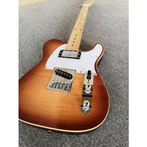 Electric Guitar Sunbust Flame maple top,Maple Fretboard,Chrome Hardwares.customized,Paypal available!T-30