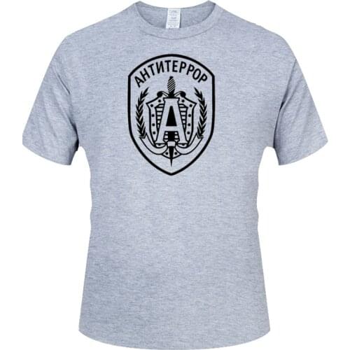 Russian Spetsnaz Anti Terror Gold T Shirt Russia Moscow USSR PutinFashion Print T-shirt Mens Pattern Mens Cotton T-Shirt