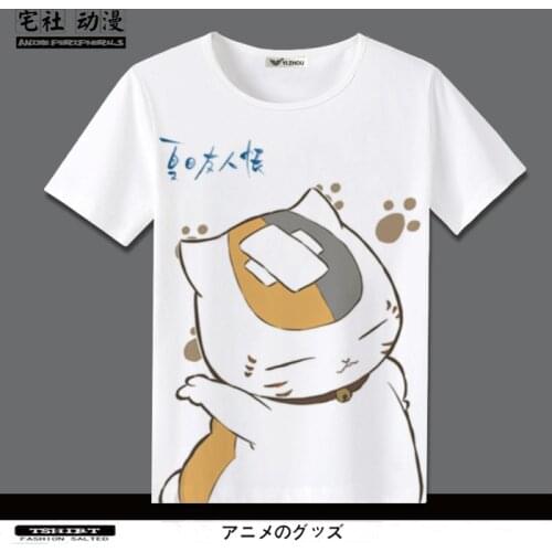 Natsumes Book of Friends T-shirt Short-Sleeved Cat Teacher Guizhi Niang Mouth Sansan Men Women anime shirt Peripheral Clothes