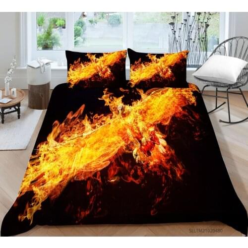 Hot Style Soft Bedding Set 3d Digital Fire Bird Printing 2/3pcs Duvet Cover Set with Zipper Single Twin Double Full Queen King