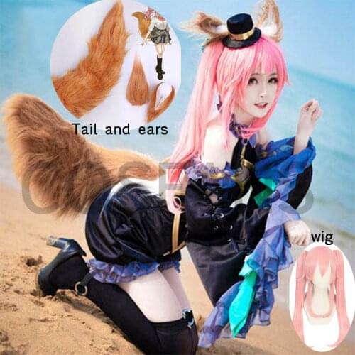 2020 Fate EXTRA Magician Tamamo no Mae Uniform Outfit Anime Cosplay Costumes Halloween women cosplay costume and wig Tail ears