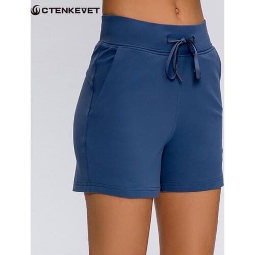 Ctenkevet Summer Cotton Yoga Sports Three-Point Shorts Anti-Failure Belt Pocket Elastic Yoga Pants Outdoor Jogging Cycling Pants