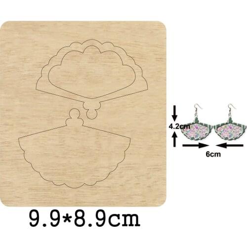 Fan Modeling Hanging Dangle Cutting Wooden Mold Two-layer Fan Blade Fashion Earring Wood Dies For DIY Leather Cloth Paper Crafts