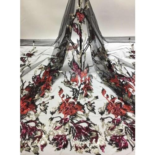 Nigerian african lace fabric SYJ-16888 Hot sale flower french tulle sequins bridal lace fabric for nice dress