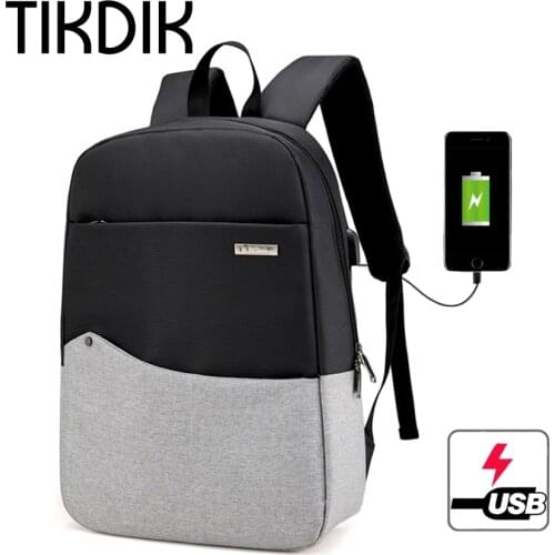 Men Laptop Backpack For 15/16 inch USB Anti-theft Computer Backpacks Oxford Canvas Patchwork Daypack Women Travel Bag Mochila