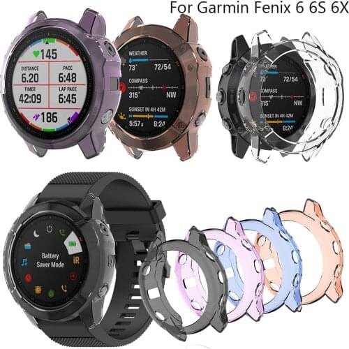 Soft Clear TPU Protector Watch Case Cover For Garmin fenix 6X 6S 6 smart watch Shell Protective Clear transparent Silicone Cases