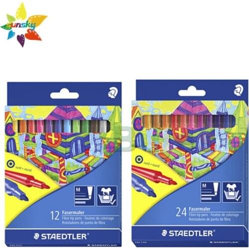 Staedtler 12/24 color Childrens painting watercolor pen Pressure resistant NIB 1mm paper box set drawing art supplies