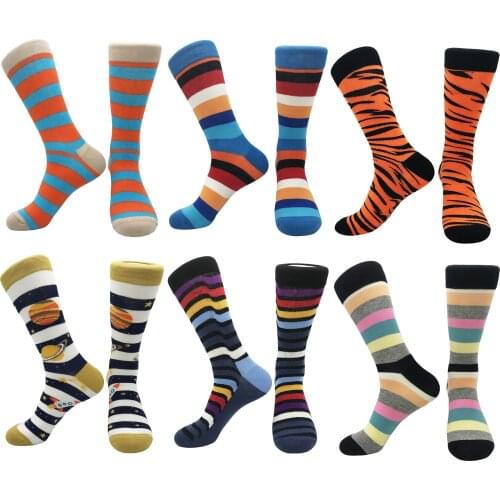 Striped printing geometric mens socks creative fashion personality novel comfortable women stockings students tube socks