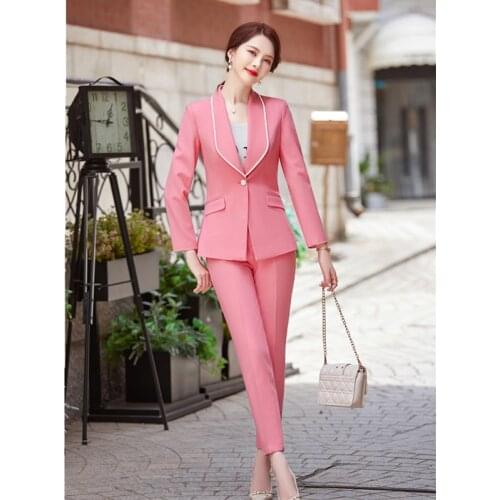 2021 new autumn and winter womens professional wear casual office suit single button ladies jacket two-piece fashion trousers