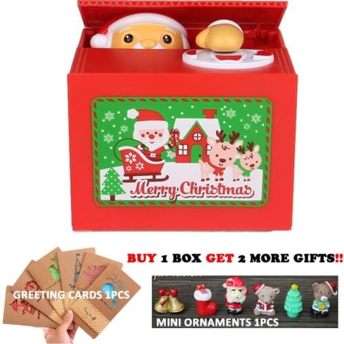 New Electronic Merry Christmas Money Box Santa Claus Piggy Bank Steal Coin Automatically For Kids Christmas Gift