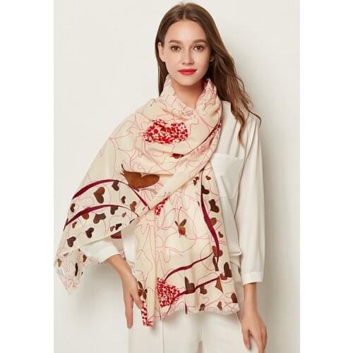 Autumn Winter New Wool Scarf Elegant Lady Shawls Fashion Printed Sunscreen Keep Warm Woman Scarves Long Wool Neckerchief 65HD