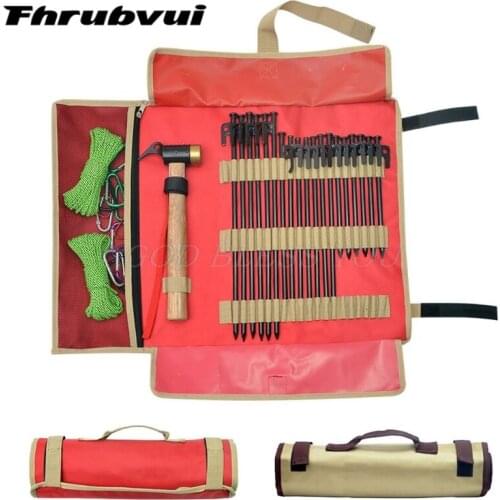 Outdoor Camping Tent Peg Nail Storage Bag Tent Hammer Wind Rope Folding Tote Bag Drop Shipping Box