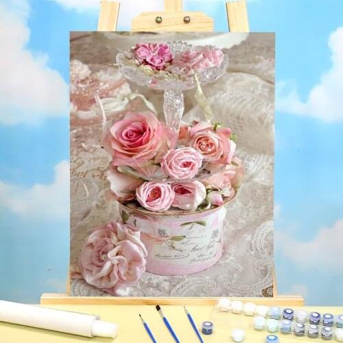 Landscape Flower Car Eiffel Tower Coloring By Numbers Painting Set Acrylic Paints 40*50 Canvas Painting Handmade Handiwork