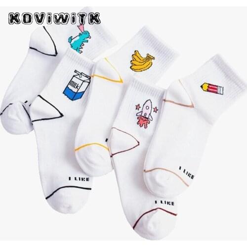 Casual Stripe socks Short fruit solid yellow cotton sock happy letter Stylish comfortable Transparent women fashion Harajuku sox