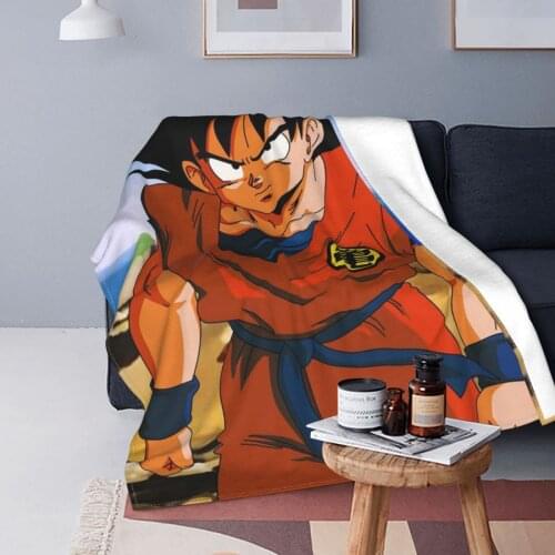 Son Goku Strong Blanket Fleece Printed Japanese Anime Multi-function Lightweight Throw Blanket for Bed Couch Plush Thin Quilt
