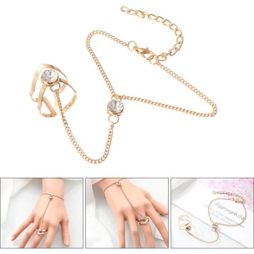 Boho Simple Crystal Chain Bracelet Geometric Inlaid Rhinestone Bracelet Bohemian Classic Alloy Bracelet Female Jewelry Gifts